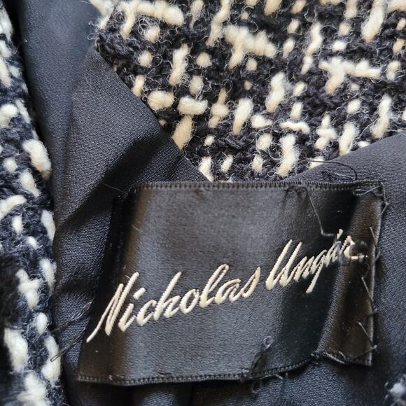 Nicholas Ungar Size EST M Vintage Tweed Short Pea Coat Faux Fur Lined Jacket - Picture 7 of 8